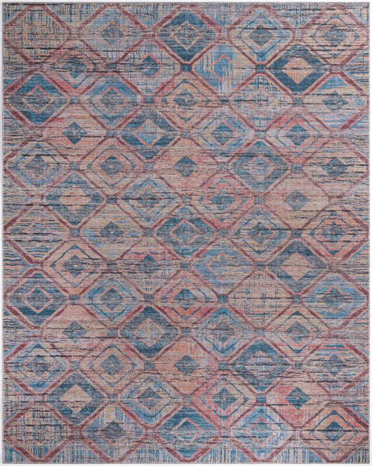 Mesa Modern Collection Area Rug - Canyon Rectangle Peach and Blue Main