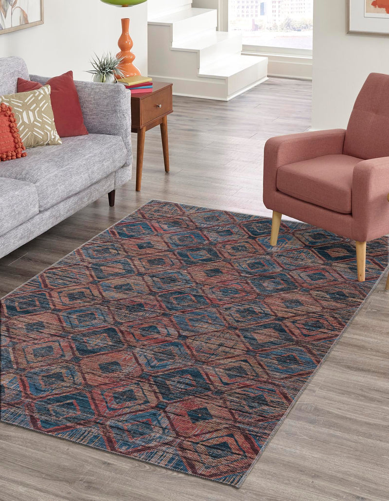 Mesa Modern Collection Area Rug - Canyon Rectangle Peach and Blue  lifestyle 2