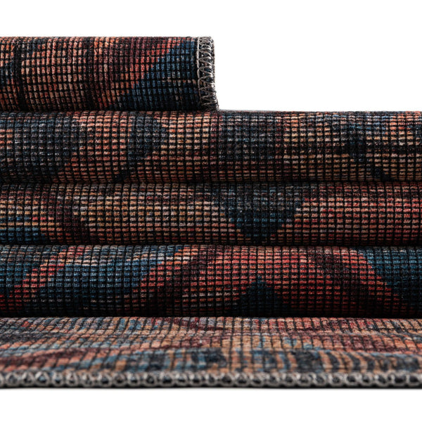 Mesa Modern Collection Area Rug - Canyon Rectangle Peach and Blue  lifestyle 15