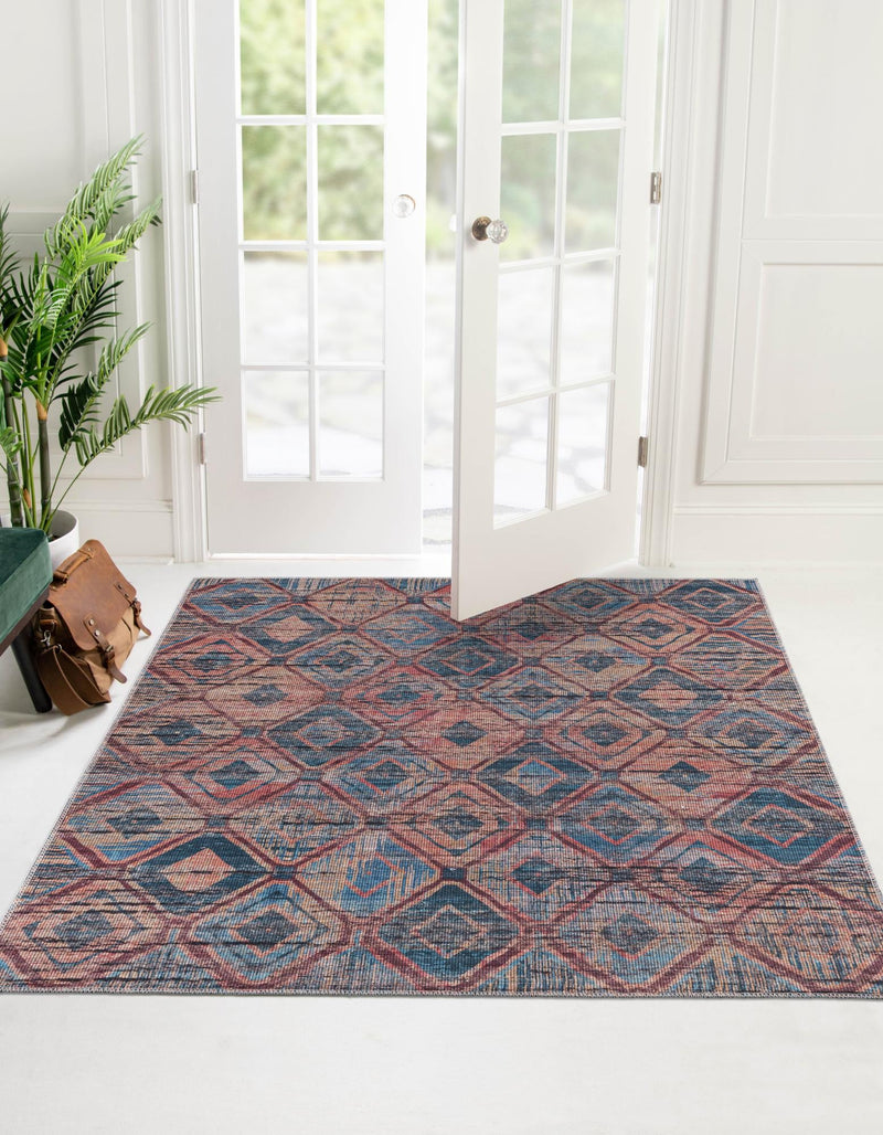 Mesa Modern Collection Area Rug - Canyon Square Peach and Blue  lifestyle 20