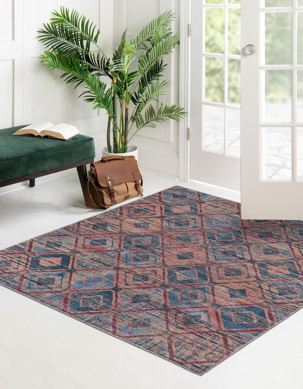 Mesa Modern Collection Area Rug - Canyon Square Peach and Blue  lifestyle 24