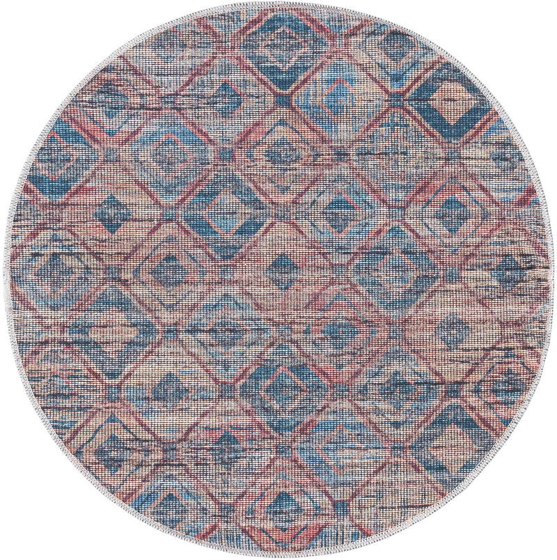 Mesa Modern Collection Area Rug - Canyon Round Peach and Blue  lifestyle 17