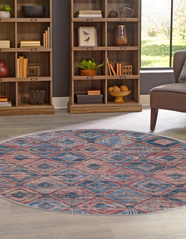 Mesa Modern Collection Area Rug - Canyon Round Peach and Blue  lifestyle 25