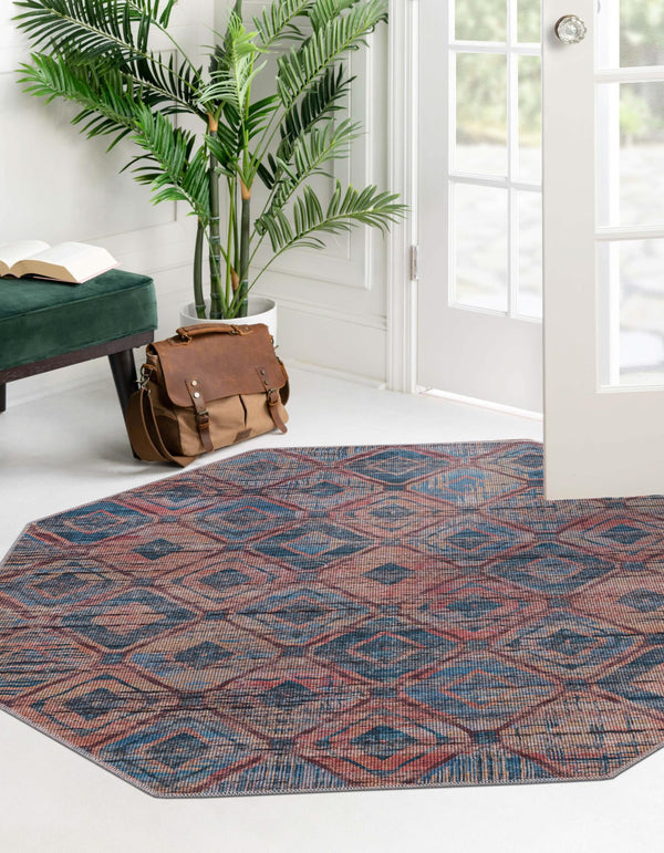 Mesa Modern Collection Area Rug - Canyon Octagon Peach and Blue  lifestyle 26