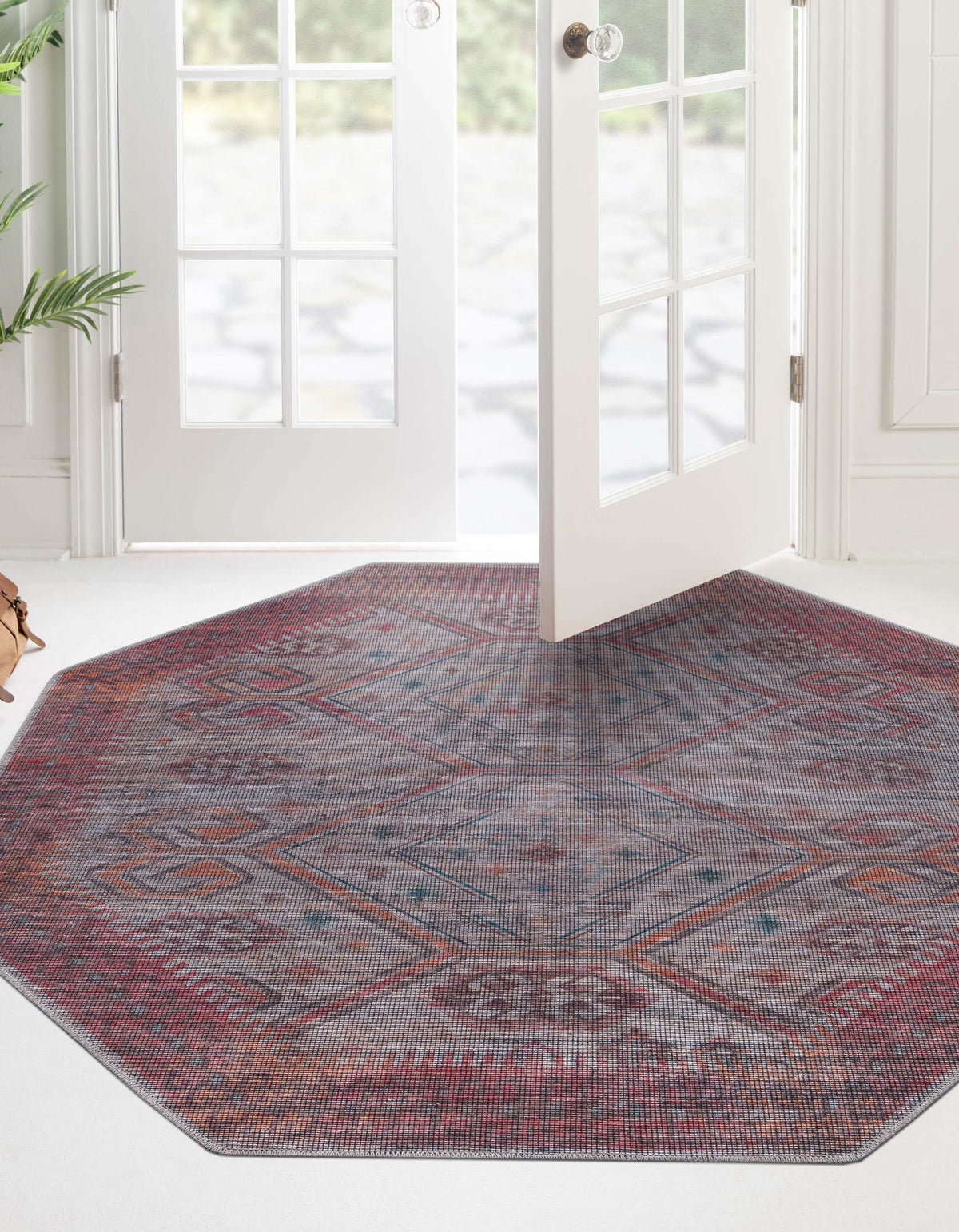 Mesa Modern Collection Area Rug -  Sonoran Octagon Rust red and Beige  lifestyle 20