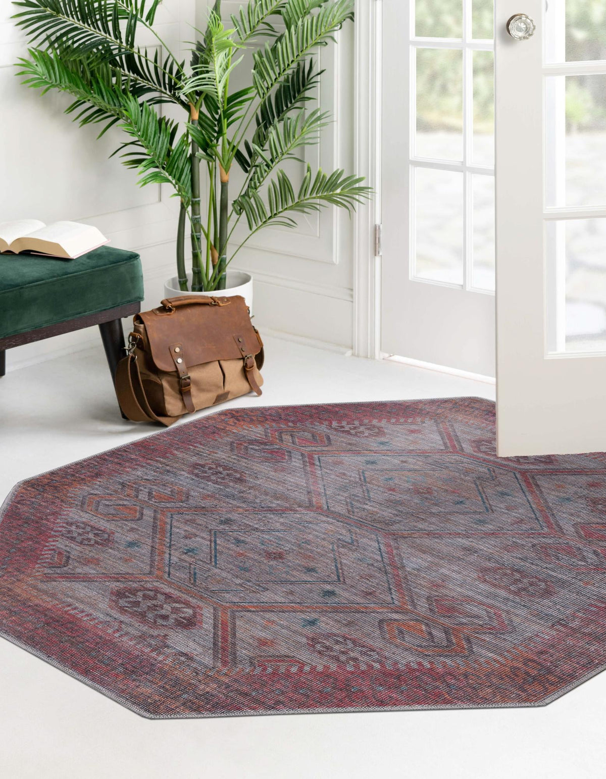 Mesa Modern Collection Area Rug -  Sonoran Octagon Rust red and Beige  lifestyle 24