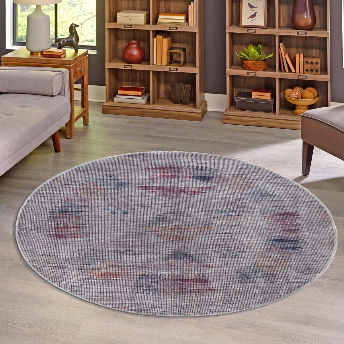 Mesa Modern Collection Area Rug -  Zuni Round Sandy and Ivory  lifestyle 69