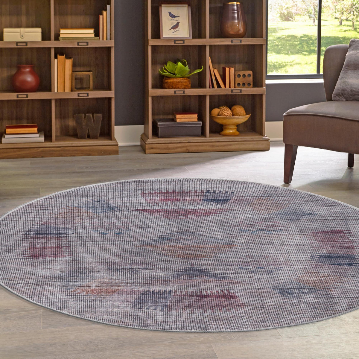 Mesa Modern Collection Area Rug -  Zuni Round Sandy and Ivory  lifestyle 71