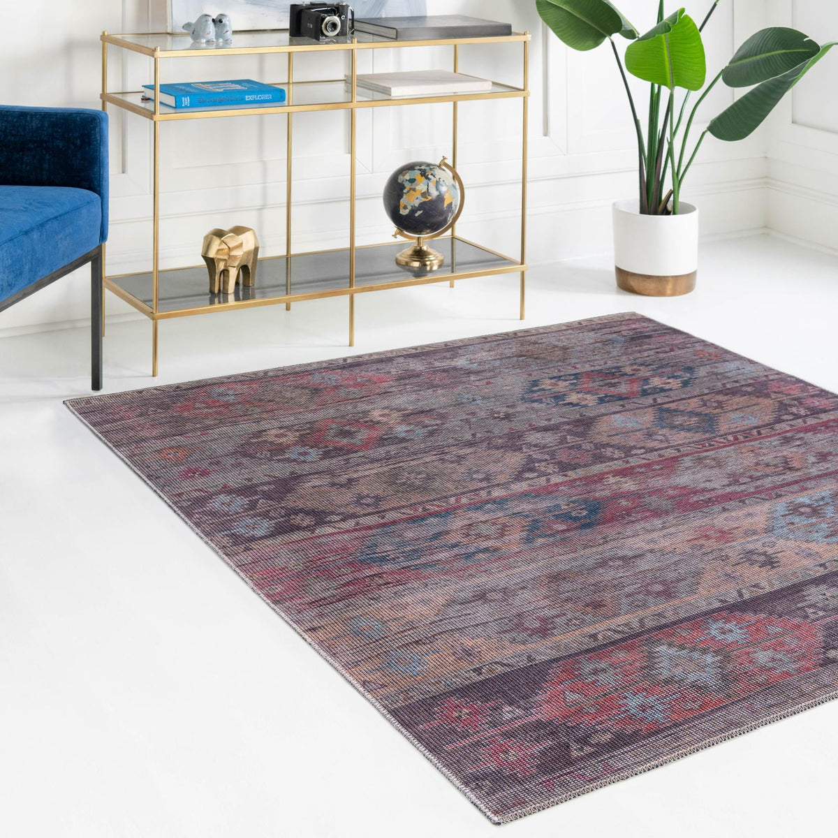 Mesa Modern Collection Area Rug -  Navajo Square Multi  lifestyle 72