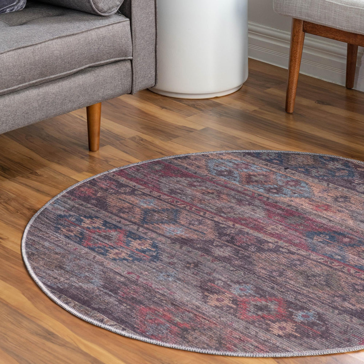 Mesa Modern Collection Area Rug -  Navajo Round Multi  lifestyle 70