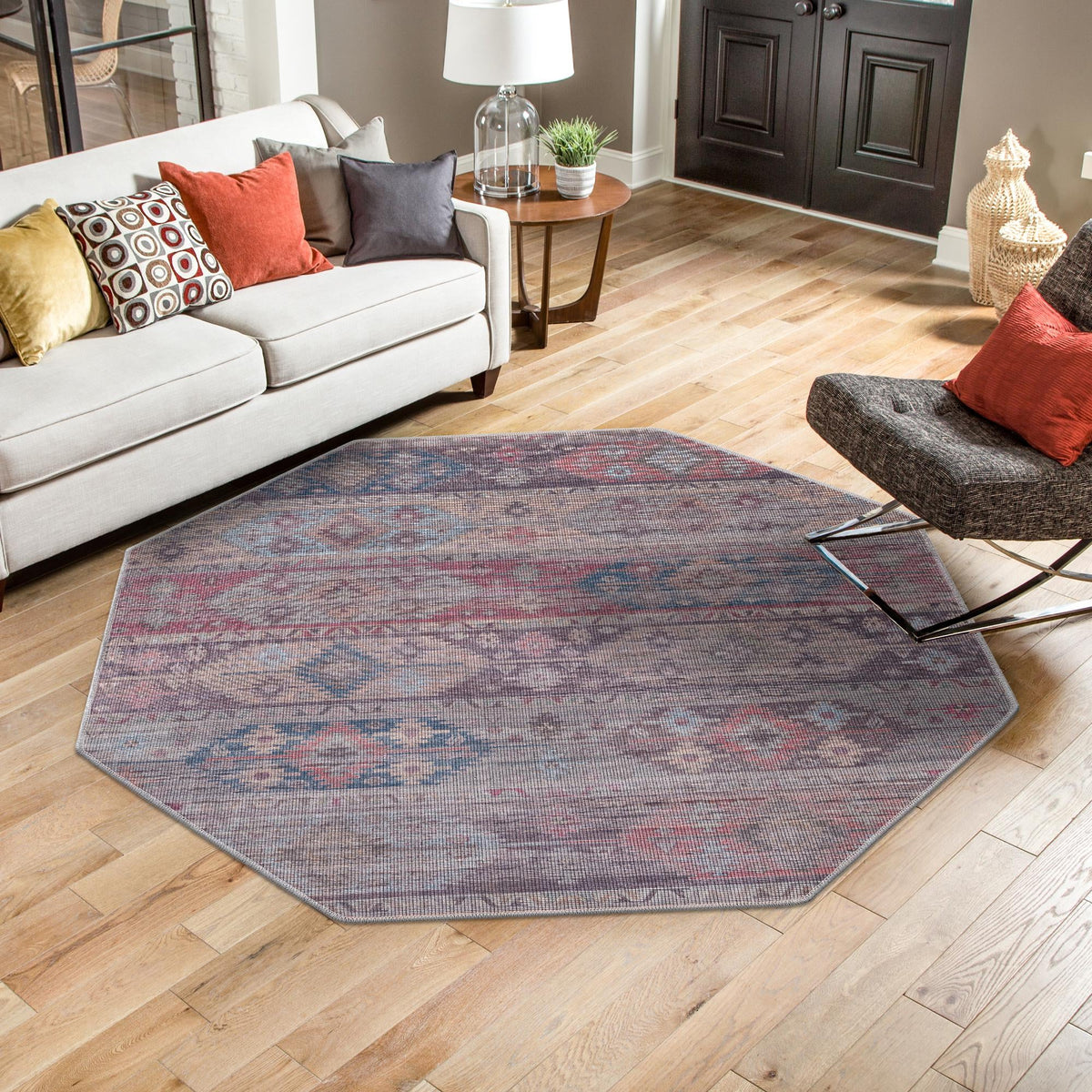 Mesa Modern Collection Area Rug -  Navajo Octagon Multi  lifestyle 71