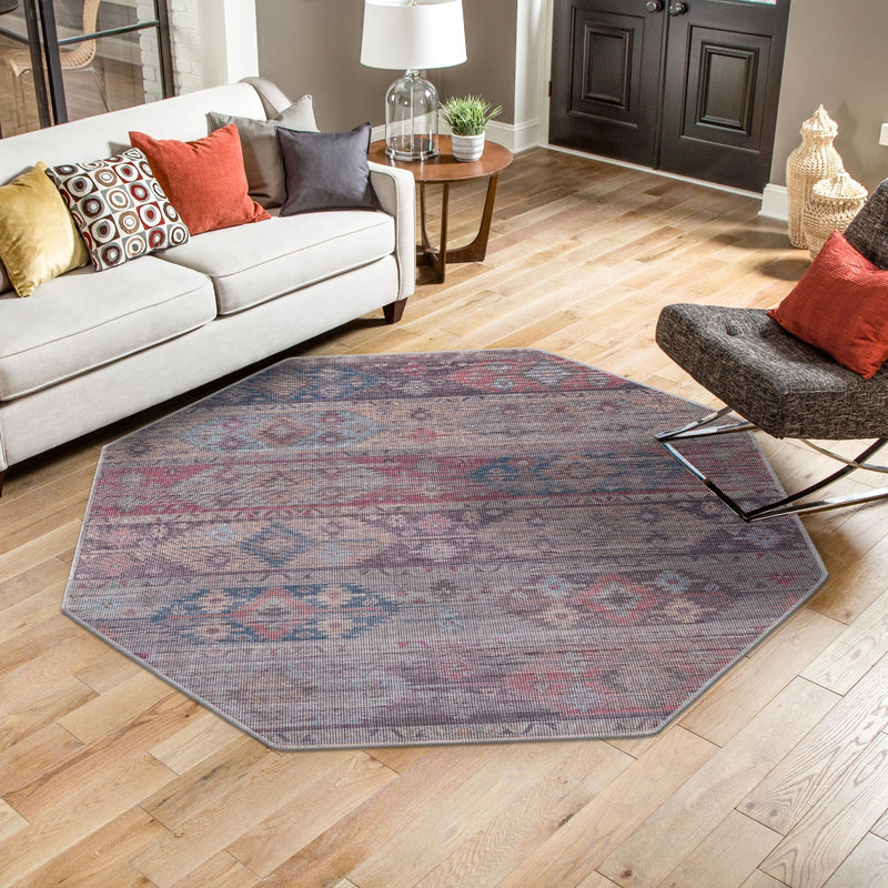 Mesa Modern Collection Area Rug -  Navajo Octagon Multi  lifestyle 71