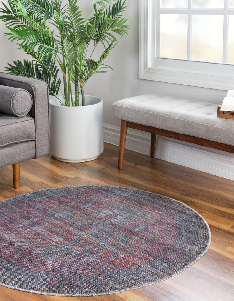 Mesa Modern Collection Area Rug -  Hualapai Round Rust Blue  lifestyle 25