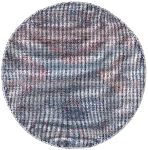 Mesa Modern Collection Area Rug -  Taos Round Antique Blue  lifestyle 15