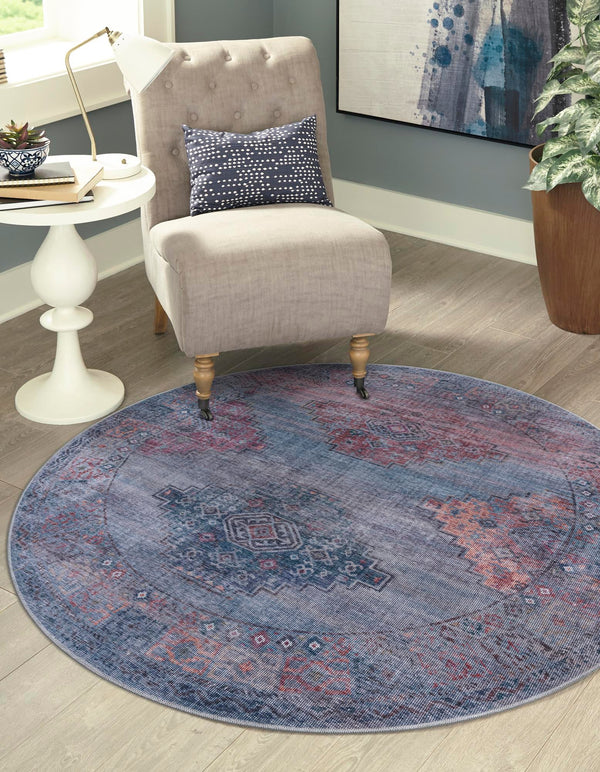 Mesa Modern Collection Area Rug -  Taos Round Antique Blue  lifestyle 19