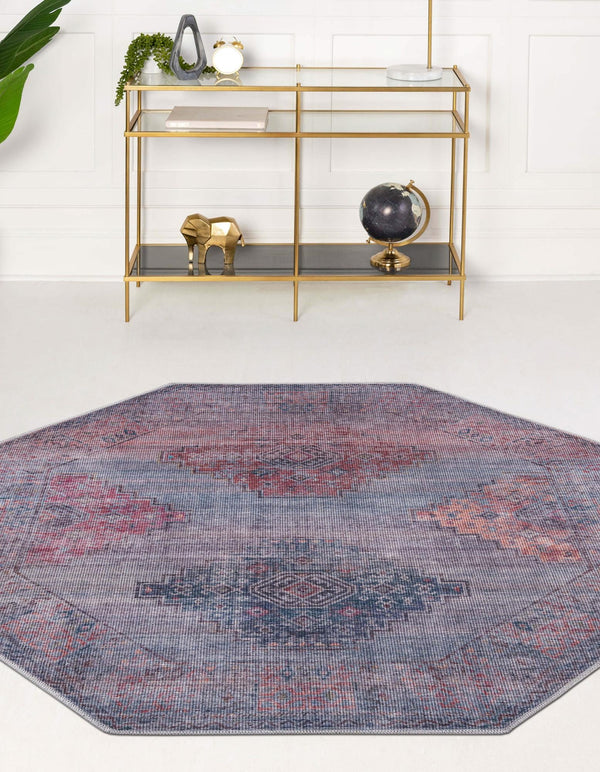Mesa Modern Collection Area Rug -  Taos Octagon Antique Blue  lifestyle 20