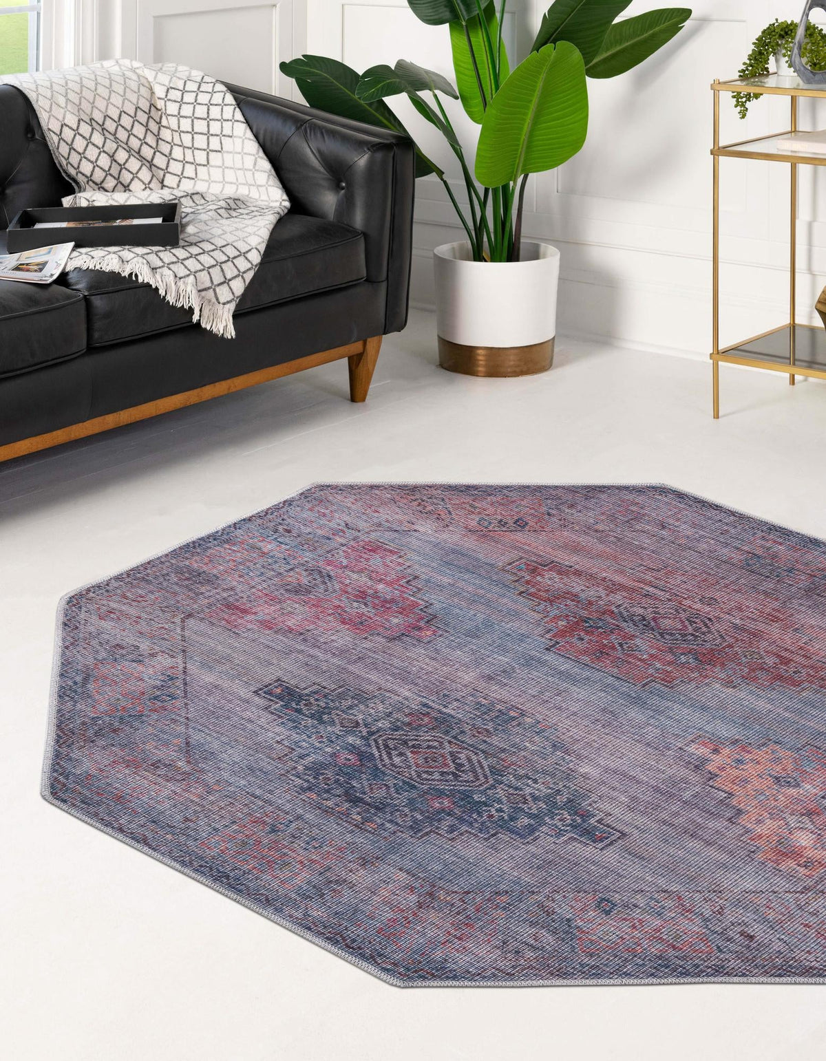 Mesa Modern Collection Area Rug -  Taos Octagon Antique Blue  lifestyle 24