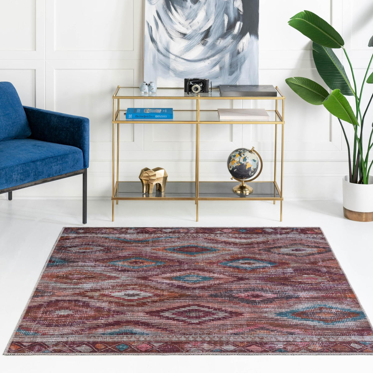 Mesa Modern Collection Area Rug -  Arroyo Square Terracotta  lifestyle 68