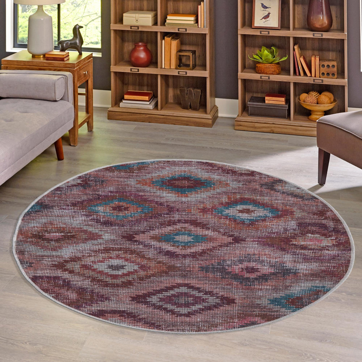 Mesa Modern Collection Area Rug -  Arroyo Round Terracotta  lifestyle 69