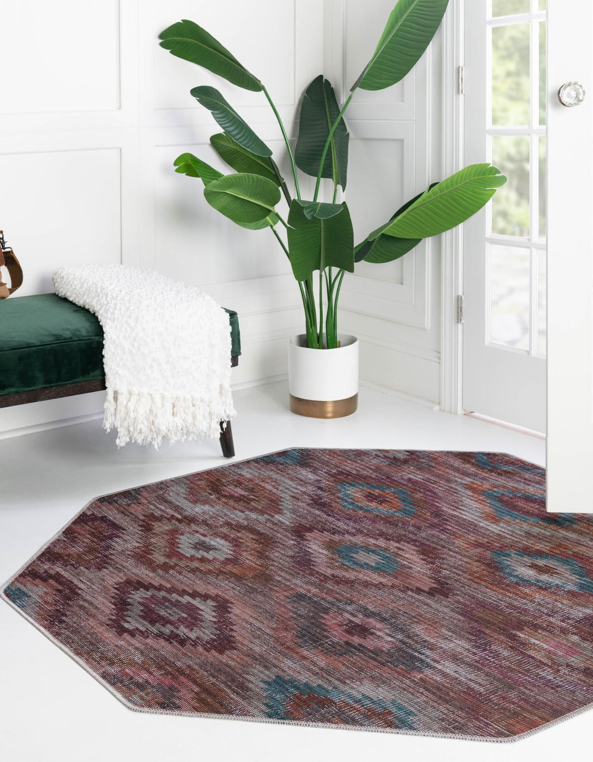 Mesa Modern Collection Area Rug -  Arroyo Octagon Terracotta  lifestyle 20