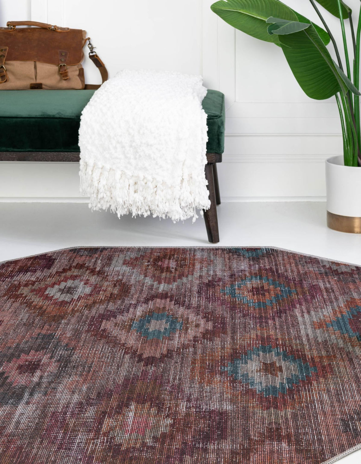 Mesa Modern Collection Area Rug -  Arroyo Octagon Terracotta  lifestyle 24