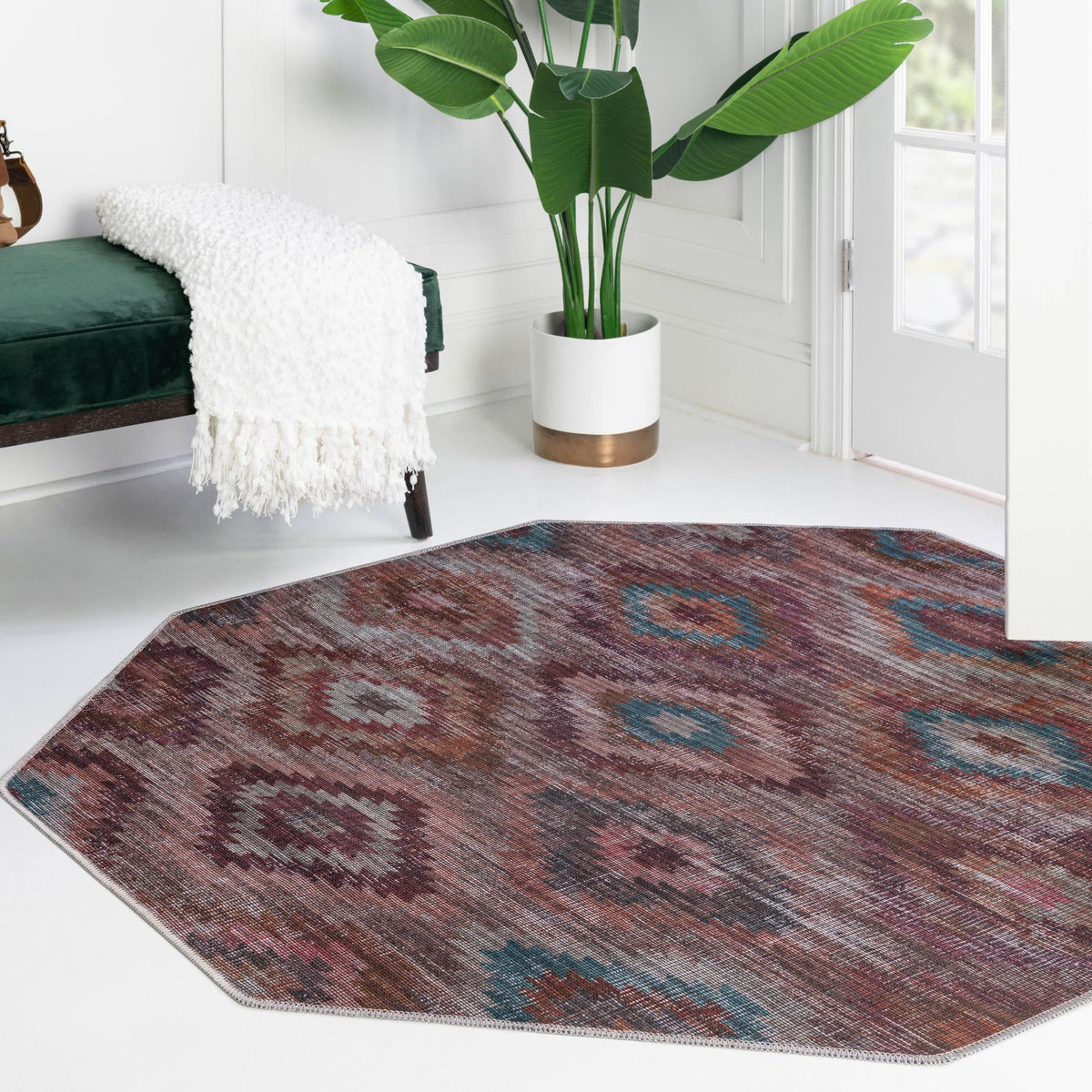 Mesa Modern Collection Area Rug -  Arroyo Octagon Terracotta  lifestyle 70