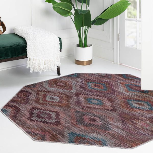 Mesa Modern Collection Area Rug -  Arroyo Octagon Terracotta  lifestyle 70