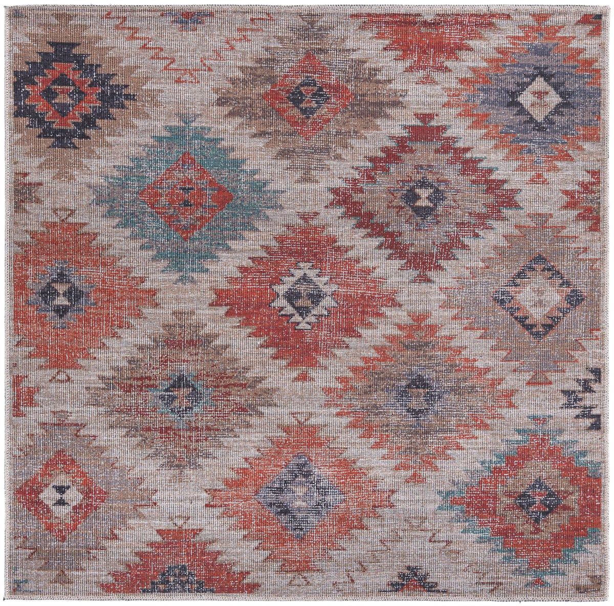 Mesa Modern Collection Area Rug -  Pueblo Square Rust red and Beige  lifestyle 14