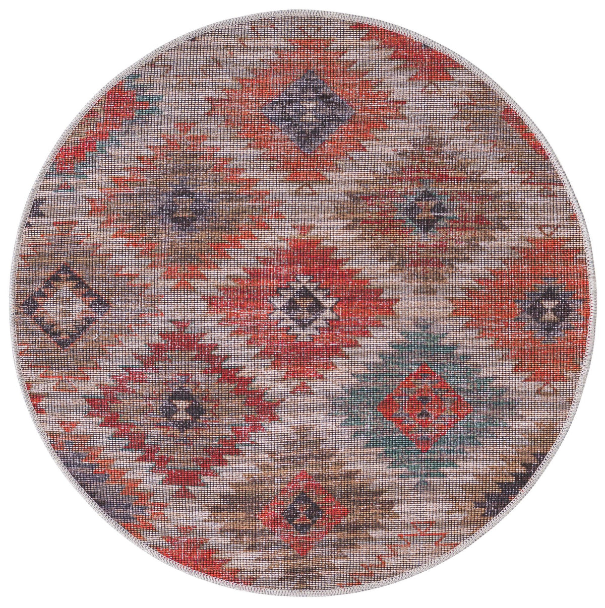 Mesa Modern Collection Area Rug -  Pueblo Round Rust red and Beige  lifestyle 15