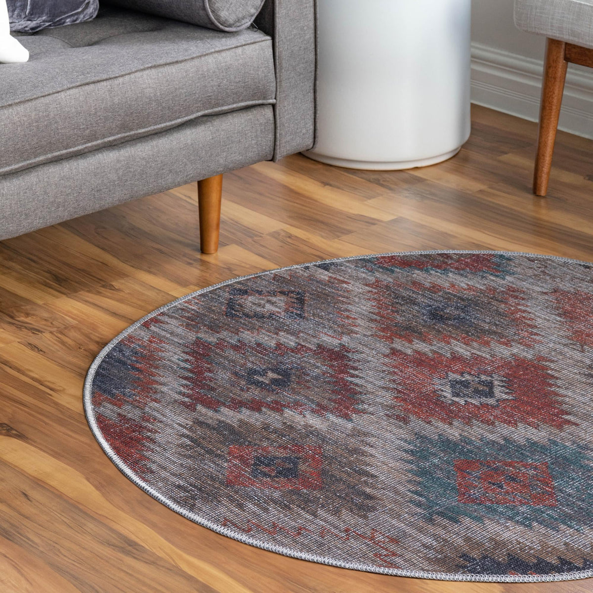 Mesa Modern Collection Area Rug -  Pueblo Round Rust red and Beige  lifestyle 70