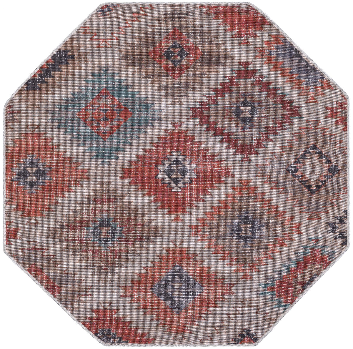 Mesa Modern Collection Area Rug -  Pueblo Octagon Rust red and Beige  lifestyle 16