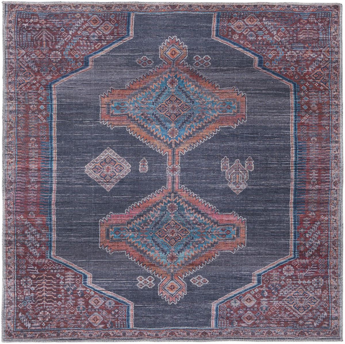 Mesa Modern Collection Area Rug -  Chaparral Square Charcoal and Gray  lifestyle 14