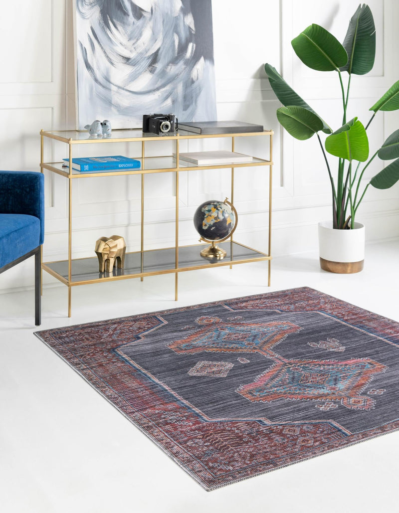 Mesa Modern Collection Area Rug -  Chaparral Square Charcoal and Gray  lifestyle 22
