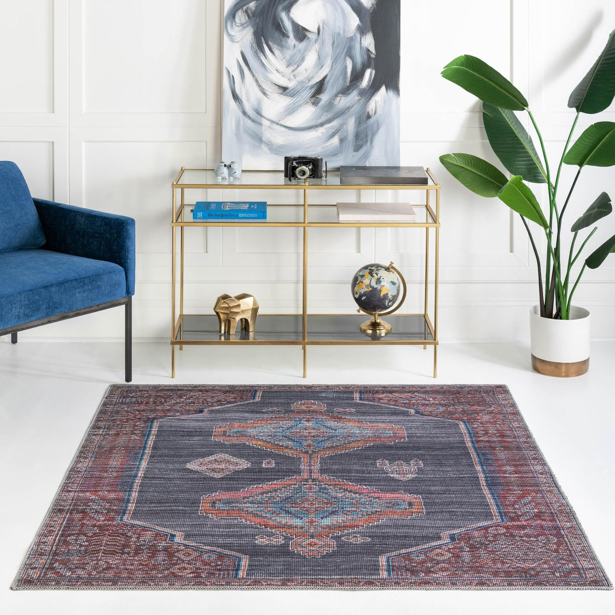 Mesa Modern Collection Area Rug -  Chaparral Square Charcoal and Gray  lifestyle 68