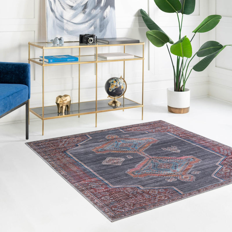 Mesa Modern Collection Area Rug -  Chaparral Square Charcoal and Gray  lifestyle 71