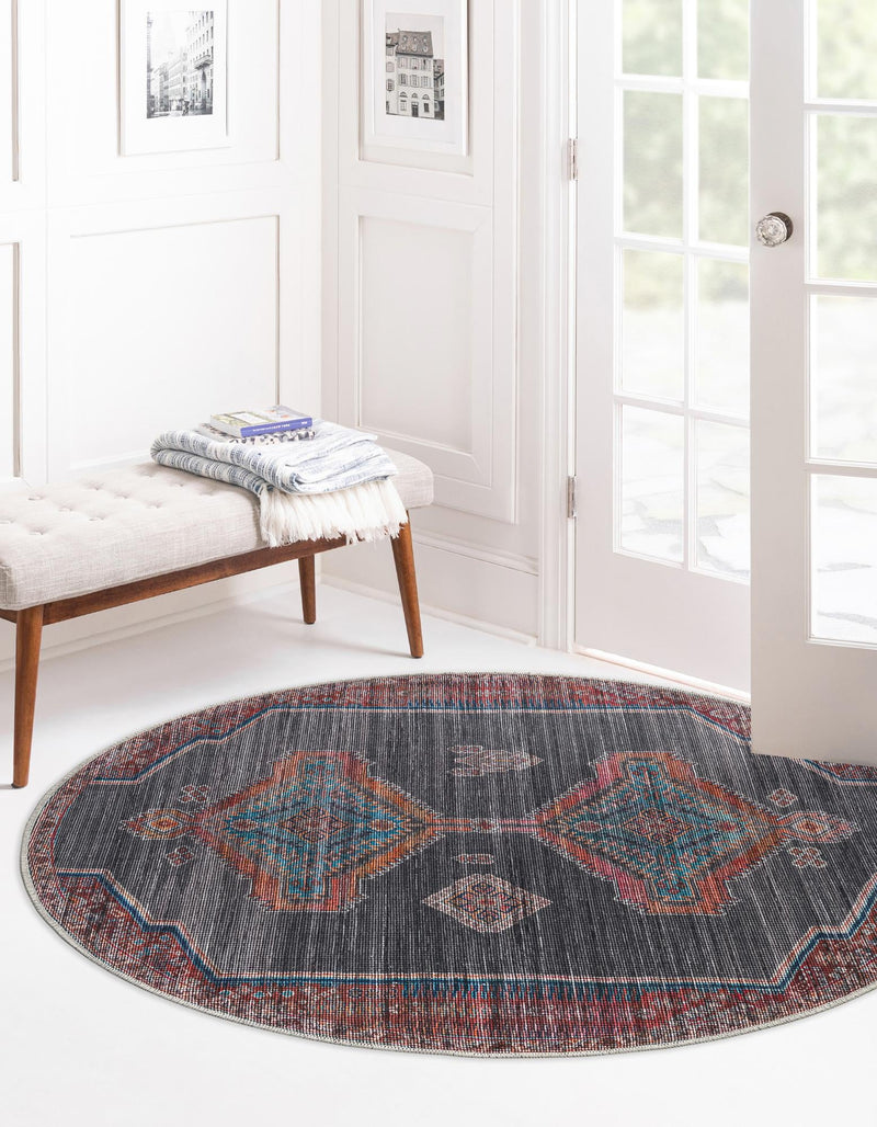 Mesa Modern Collection Area Rug -  Chaparral Round Charcoal and Gray  lifestyle 23