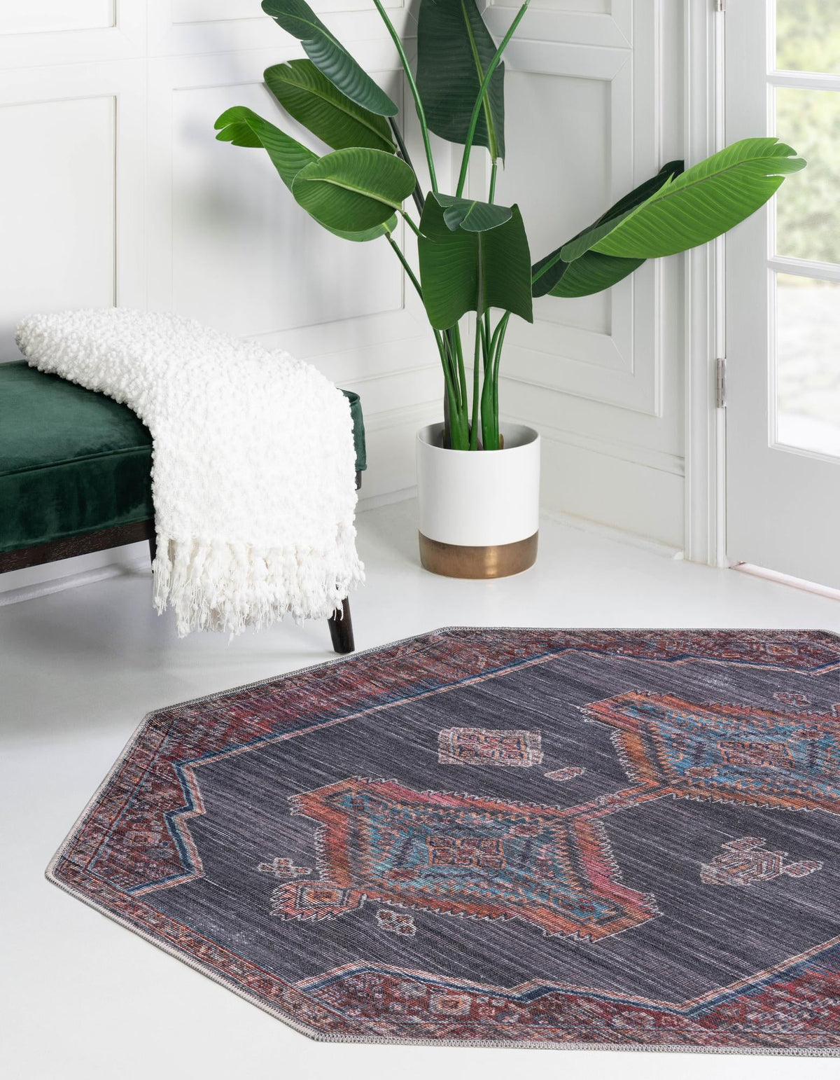 Mesa Modern Collection Area Rug -  Chaparral Octagon Charcoal and Gray  lifestyle 20