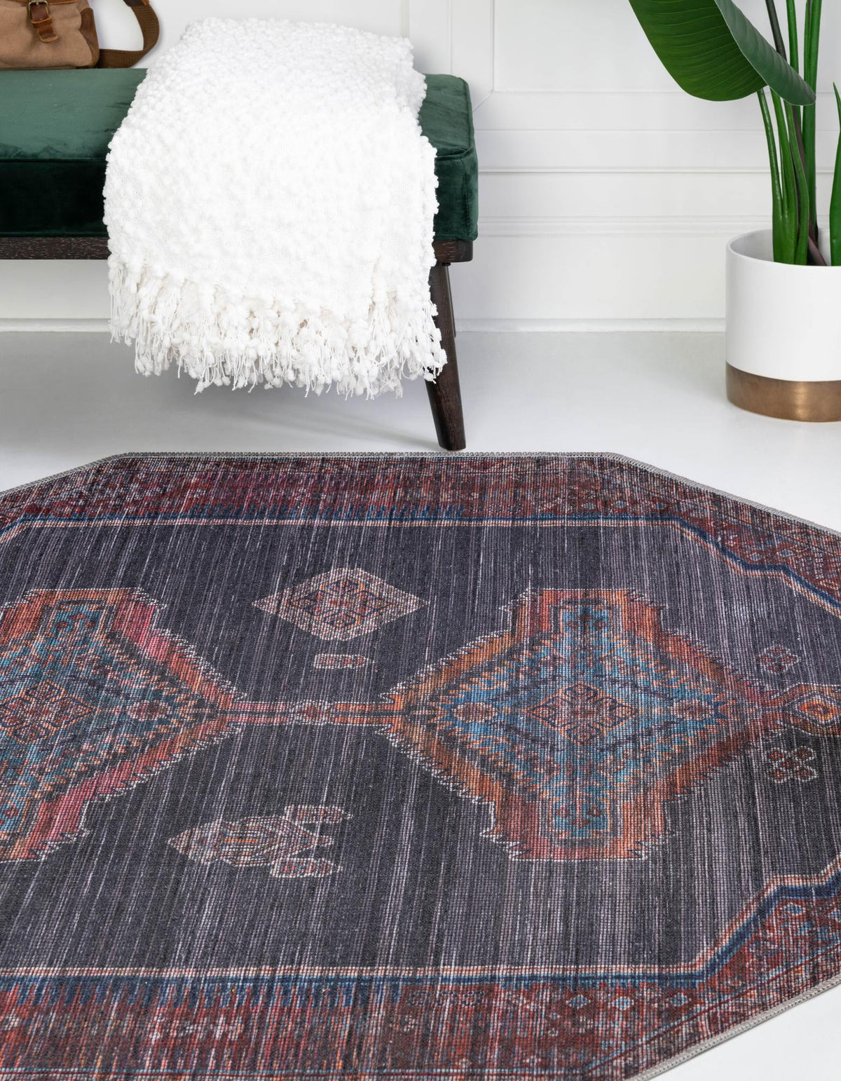 Mesa Modern Collection Area Rug -  Chaparral Octagon Charcoal and Gray  lifestyle 24