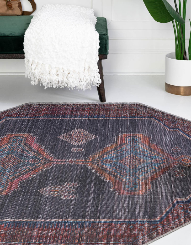 Mesa Modern Collection Area Rug -  Chaparral Octagon Charcoal and Gray  lifestyle 24