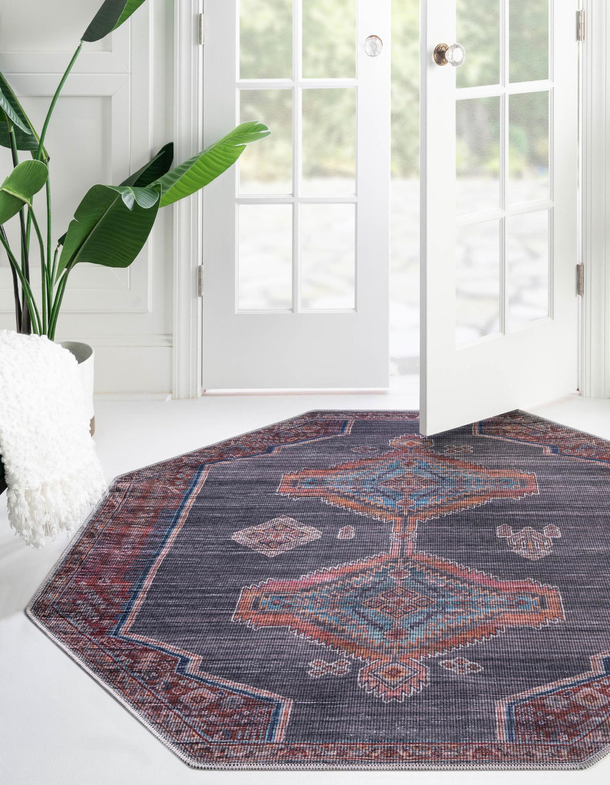 Mesa Modern Collection Area Rug -  Chaparral Octagon Charcoal and Gray  lifestyle 26