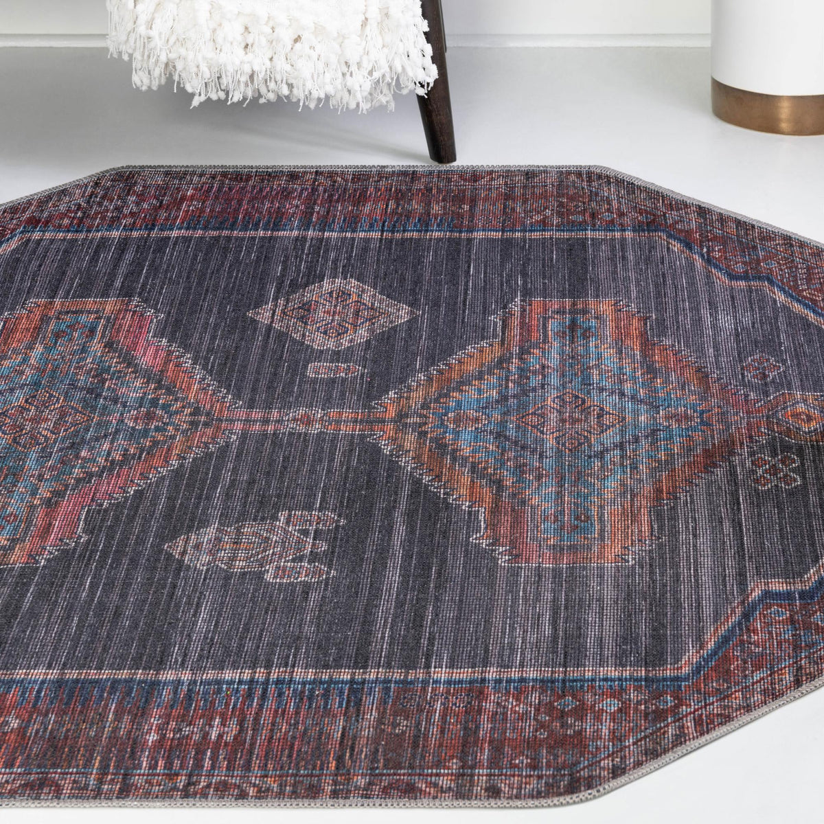 Mesa Modern Collection Area Rug -  Chaparral Octagon Charcoal and Gray  lifestyle 73