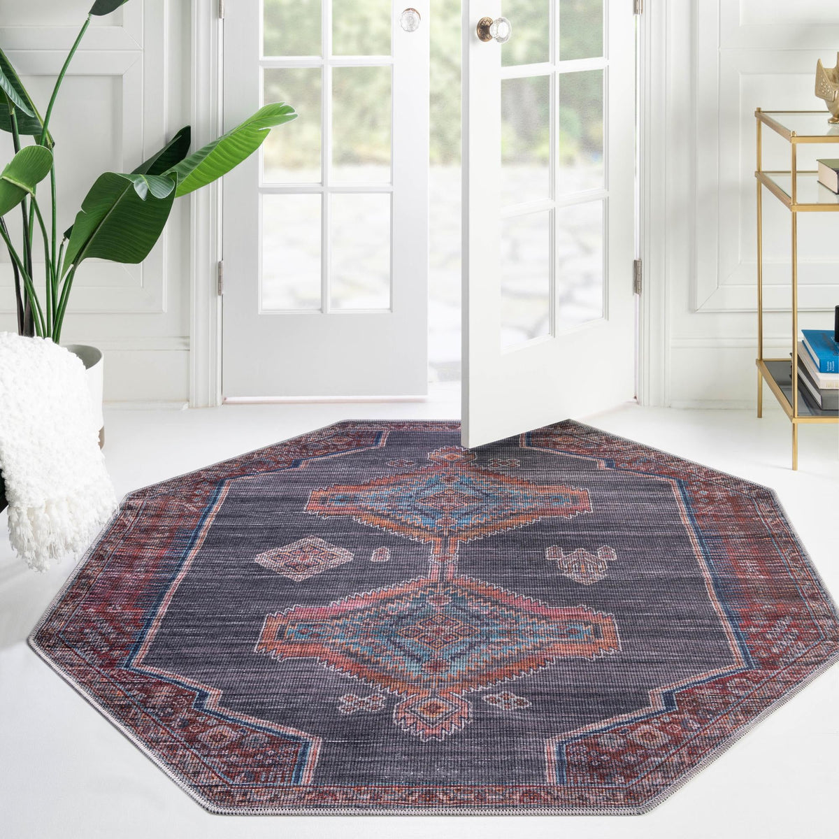 Mesa Modern Collection Area Rug -  Chaparral Octagon Charcoal and Gray  lifestyle 74