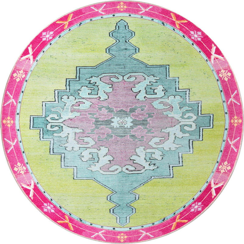 Heritage Elegance Collection Area Rug -  Winterthur (Green) Round Green  lifestyle 18