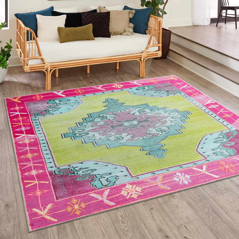 Heritage Elegance Collection Area Rug -  Winterthur (Green) Square Green  lifestyle 79