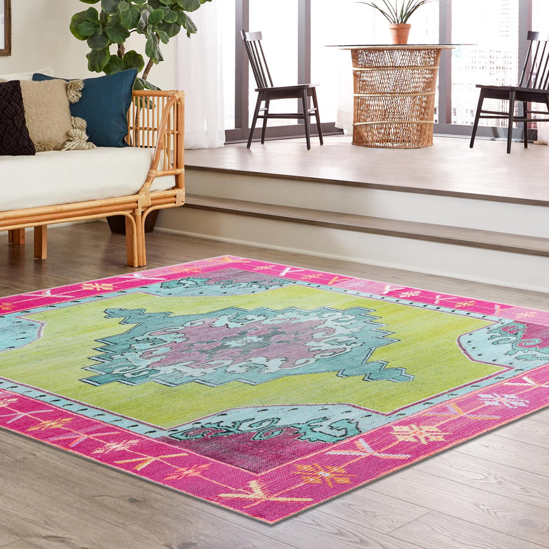 Heritage Elegance Collection Area Rug -  Winterthur (Green) Square Green  lifestyle 82