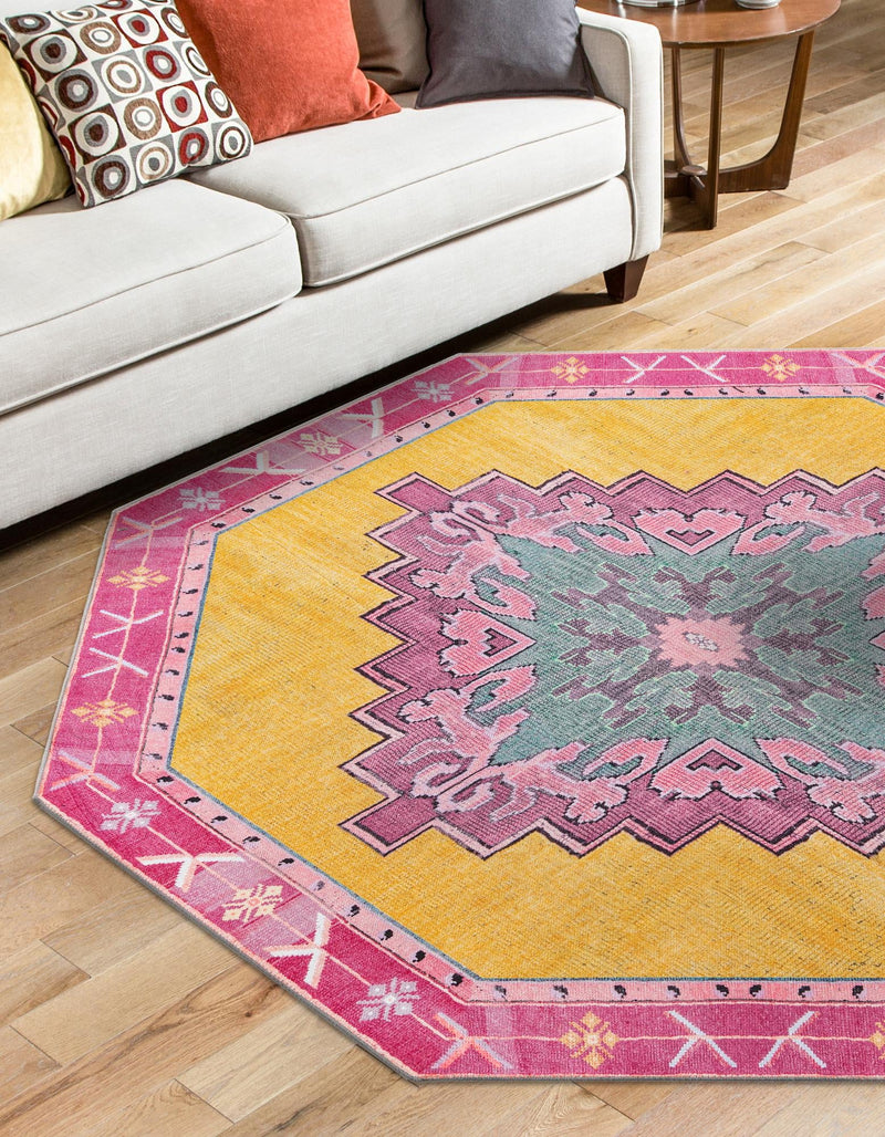 Heritage Elegance Collection Area Rug -  Winterthur (Yellow) Octagon Yellow  lifestyle 20