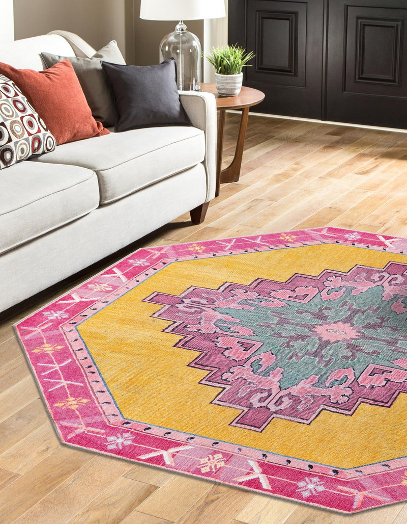 Heritage Elegance Collection Area Rug -  Winterthur (Yellow) Octagon Yellow  lifestyle 25