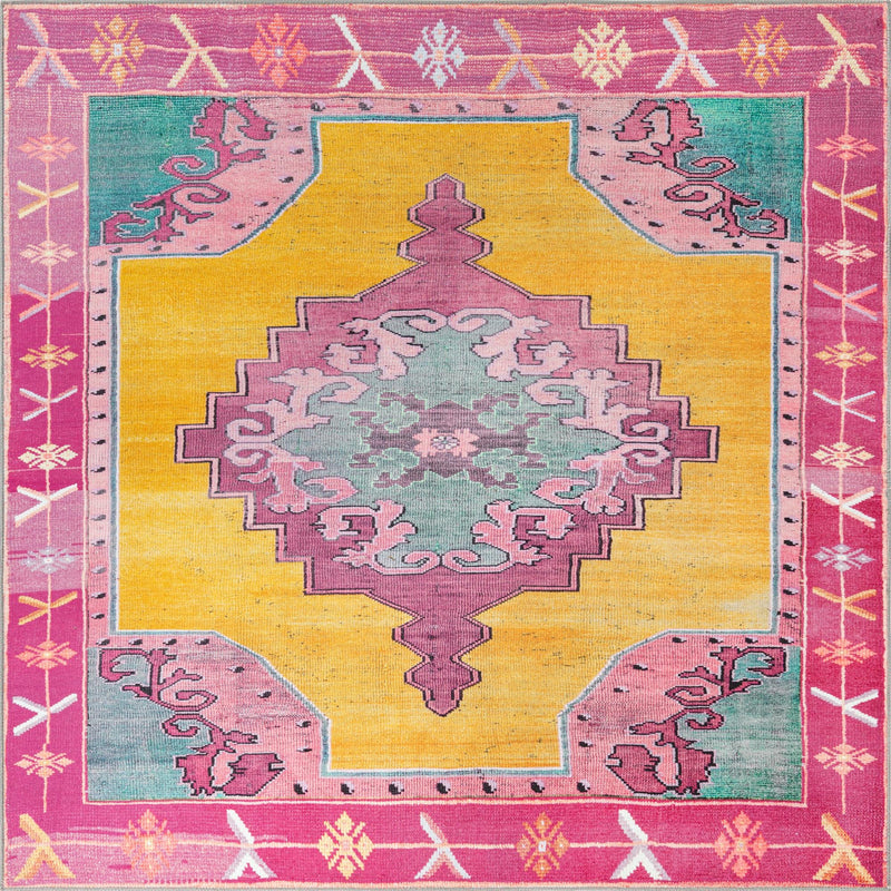 Heritage Elegance Collection Area Rug -  Winterthur (Yellow) Square Yellow  lifestyle 16