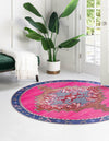 Heritage Elegance Collection Area Rug -  Winterthur (Fuchsia) Round Fuchsia  lifestyle 25