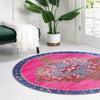 Heritage Elegance Collection Area Rug -  Winterthur (Fuchsia) Round Fuchsia  lifestyle 82
